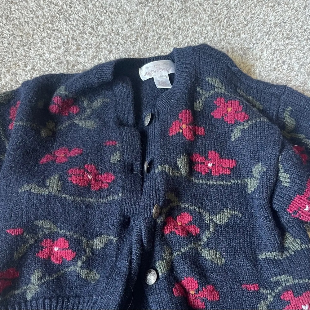 thrifted flower cardigan, size xs